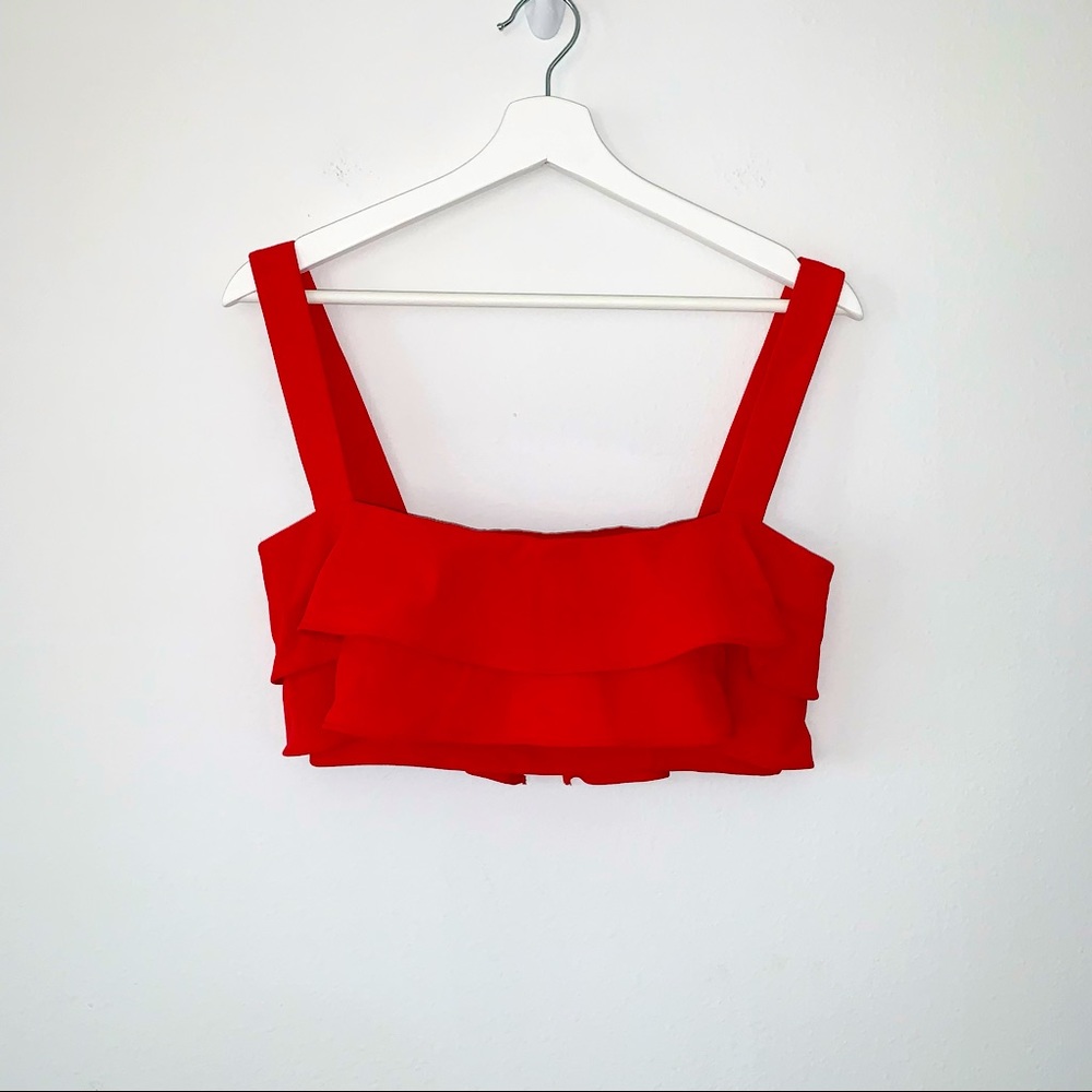 Black Halo Red Isabella Ruffle Sleeveless Crop Top size 2